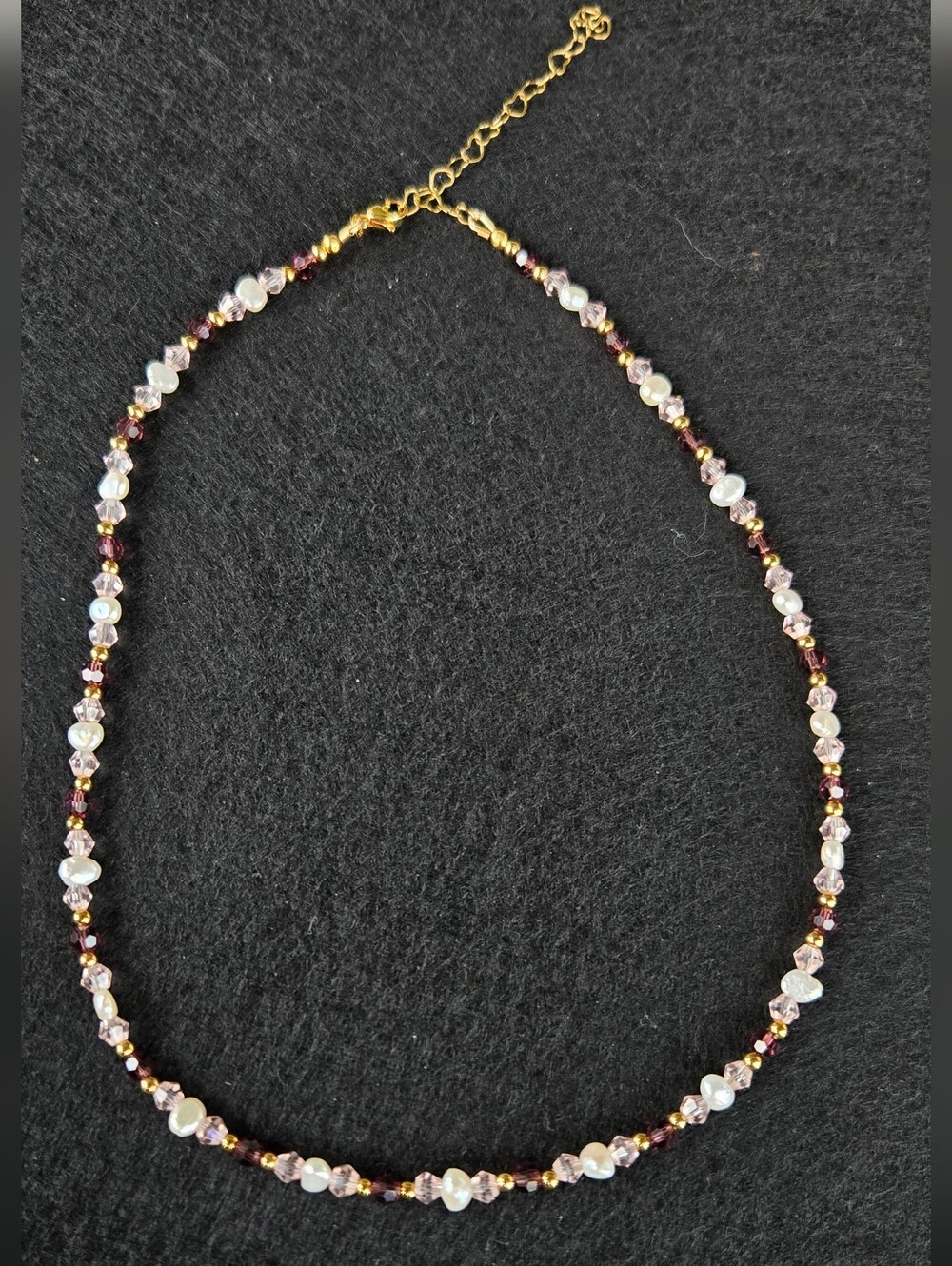 Handcrafted Freshwater Pearl and Garnet Beaded Necklace - Picture 4 of 4